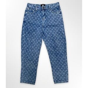 Supermade Monogram Denim Jeans Womens Size L Blue High Rise Y2K Streetwear 31x26